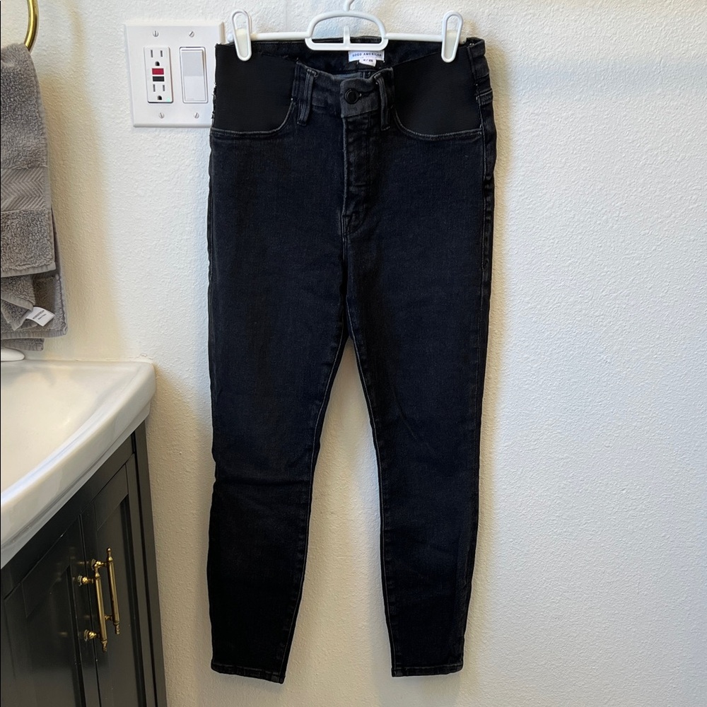Good American Petite Maternity Jeans Black size 26P